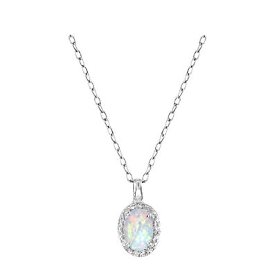 14k Opal and Diamond Pendant