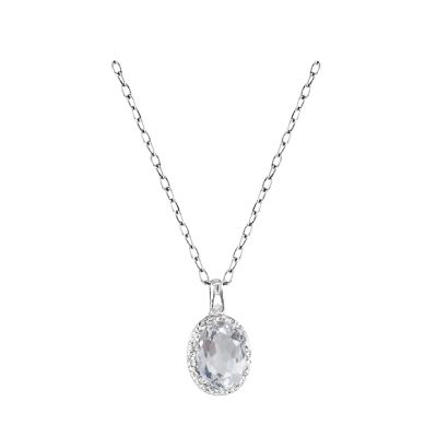 14k White Topaz and Diamond Pendant