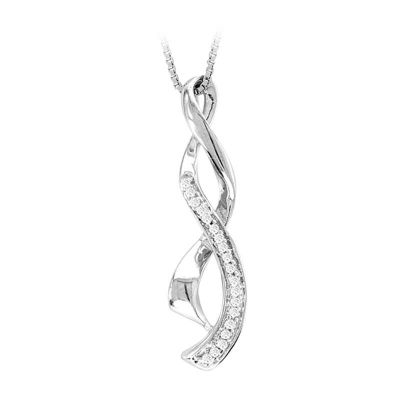 Sterling Silver and Diamond Swirl Pendant