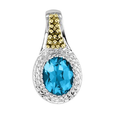 Blue Topaz Sterling Silver and 14k Pendant