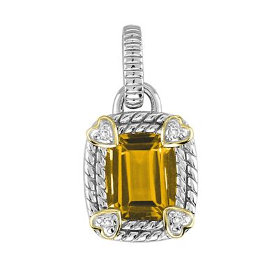 Citrine Sterling Silver and 14k Pendant