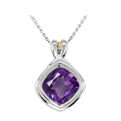 Sterling Silver and 14k Amethyst Pendant