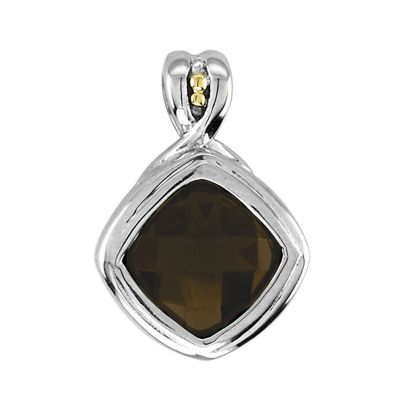 Sterling Silver and 14k Smokey Quartz Pendant