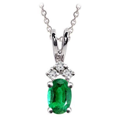 14k Emerald and Diamond Pendant 