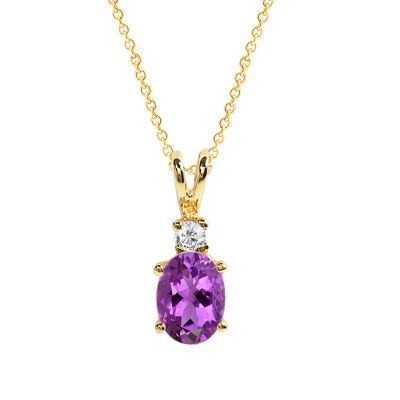 14k Amethyst and Diamond Pendant 