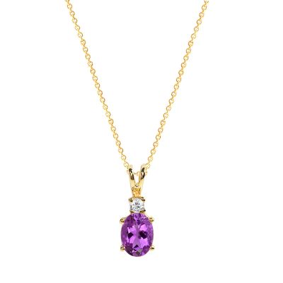 14k Amethyst and Diamond Pendant 