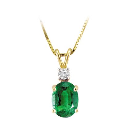 14k Emerald and Diamond Pendant 