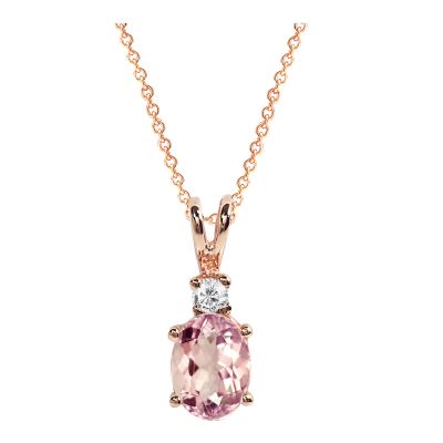 14k Morganite and Diamond Pendant