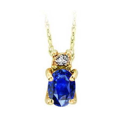 14k Sapphire and Diamond Pendant