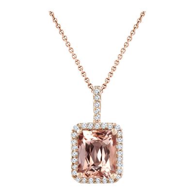 14k Morganite and Diamond Pendant