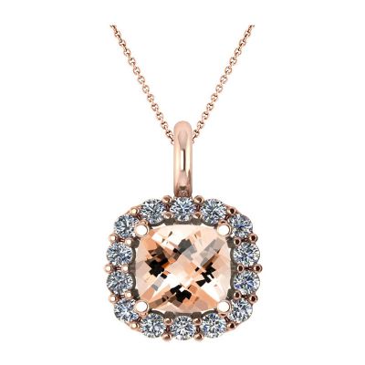 14k Morganite and Diamond Pendant