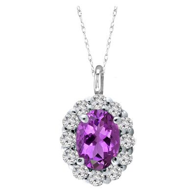 14k Amythest and Diamond Pendant