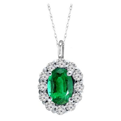 14k Emerald and Diamond Pendant