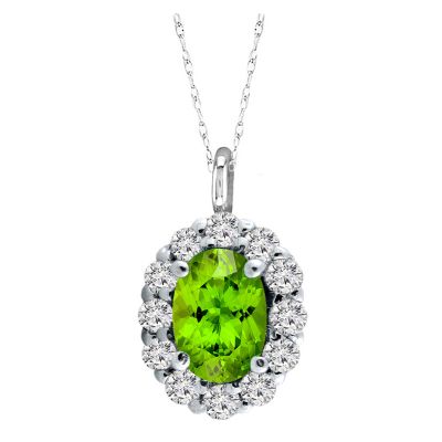14k Peridot and Diamond Pendant