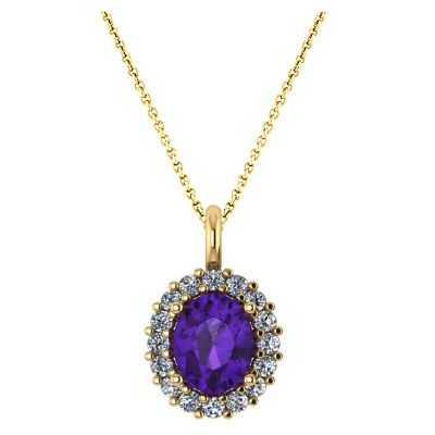 14k Amethyst and Diamond Pendant