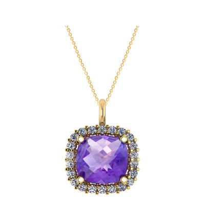 14k Amethyst and Diamond Pendant