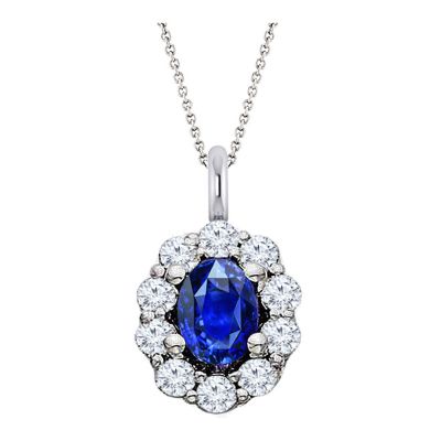 14k Sapphire and Diamond Pendant
