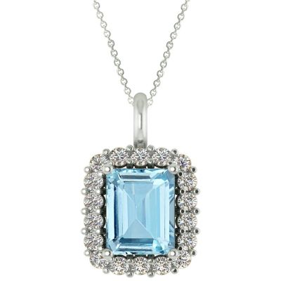 14k Aquamarine and Diamond Pendant