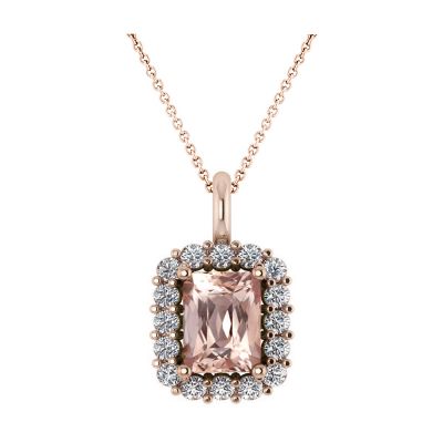 14k Morganite and Diamond Pendant