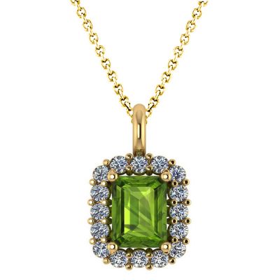 14k Peridot and Diamond Pendant