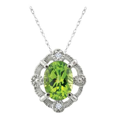 14k Peridot and Diamond Pendant