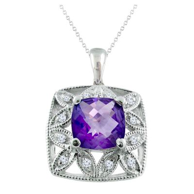 14k Amethyst and Diamond Pendant