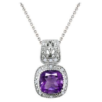 14k Amethyst and Diamond Pendant