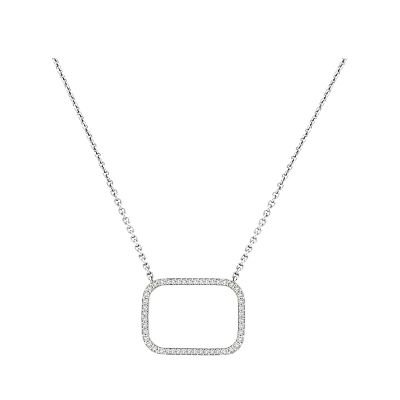 14k Diamond Rounded Rectangle Necklace