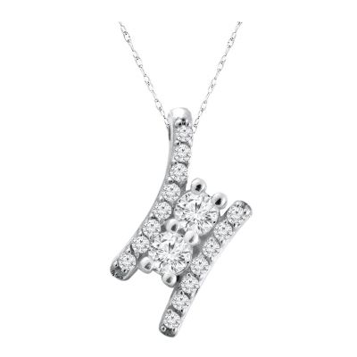 14k .25ctw Diamond Two Stone Pendant