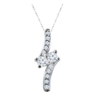 14k .50ctw Diamond Two Stone Pendant