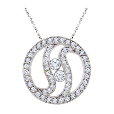 14k .55ctw Diamond Two Stone Pendant
