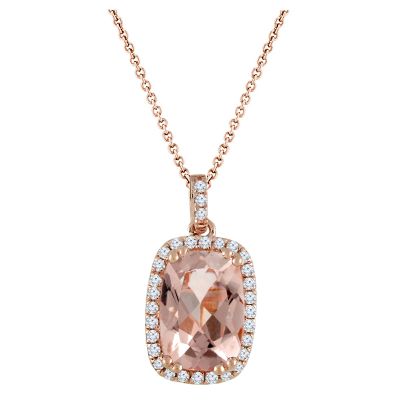 14k Morganite and Diamond Pendant