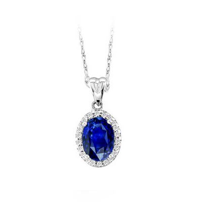 14k Sapphire and Diamond Pendant