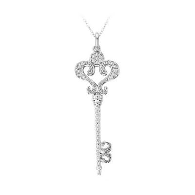 14k Diamond Key Pendant