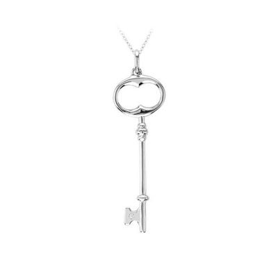 14k Gold Diamond Key Pendant