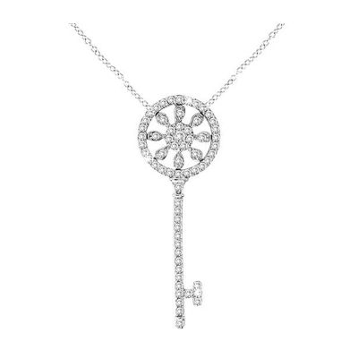 14k Diamond Key Pendant