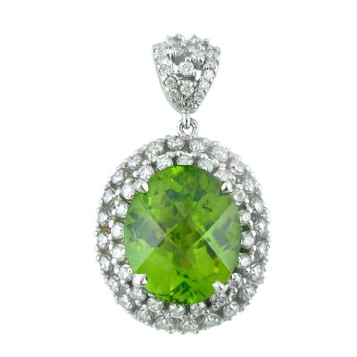 14k Peridot and Diamond Pendant 