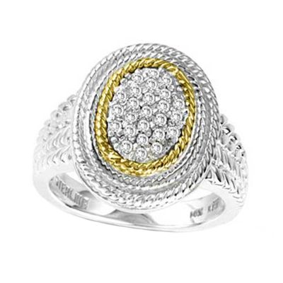 14k Gold & Sterling Silver Diamond Ring