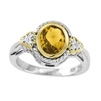 14k Gold & Sterling Silver Citrine Ring