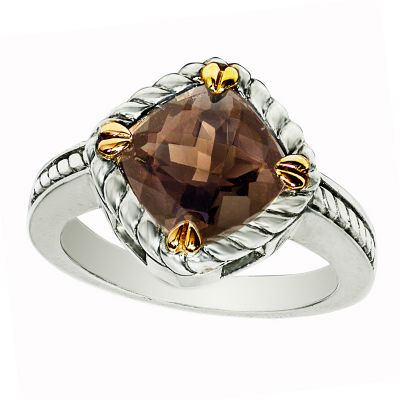 14k Gold & Sterling Silver Smokey Quartz Ring