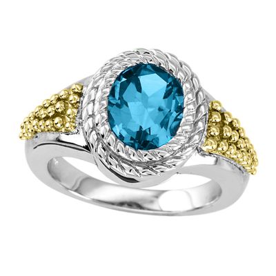 Blue Topaz Sterling Silver and 14k Ring