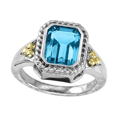 Sterling Silver and 14k Blue topaz Ring