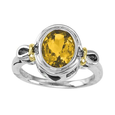 Sterling Silver and 14k Gold Citrine Ring