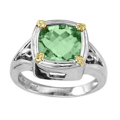 14k & Sterling Silver Green Amethyst Ring