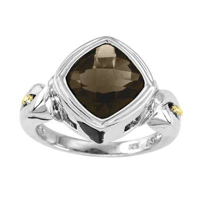 Sterling Silver and 14k Gold Smokey Quartz Ring