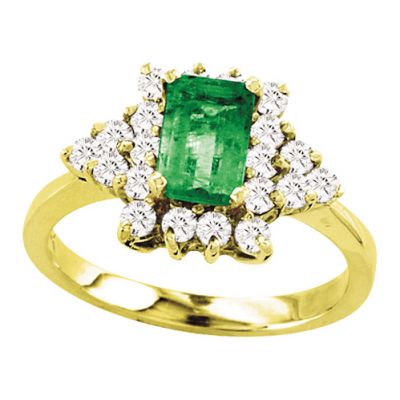 14k Emerald and Diamond Ring