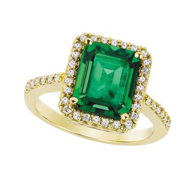 14k Emerald and Diamond Ring