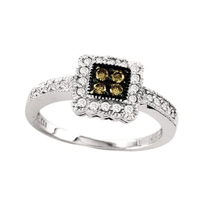 14k 0.30cttw Brown and White Diamond Ring