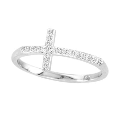 14k Diamond Trend Cross Ring