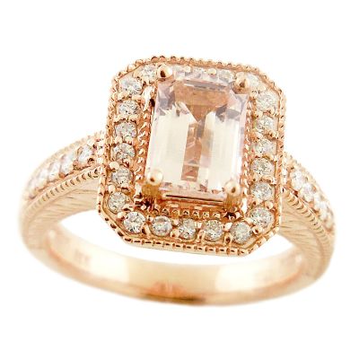 14k Morganite and Diamond Ring
